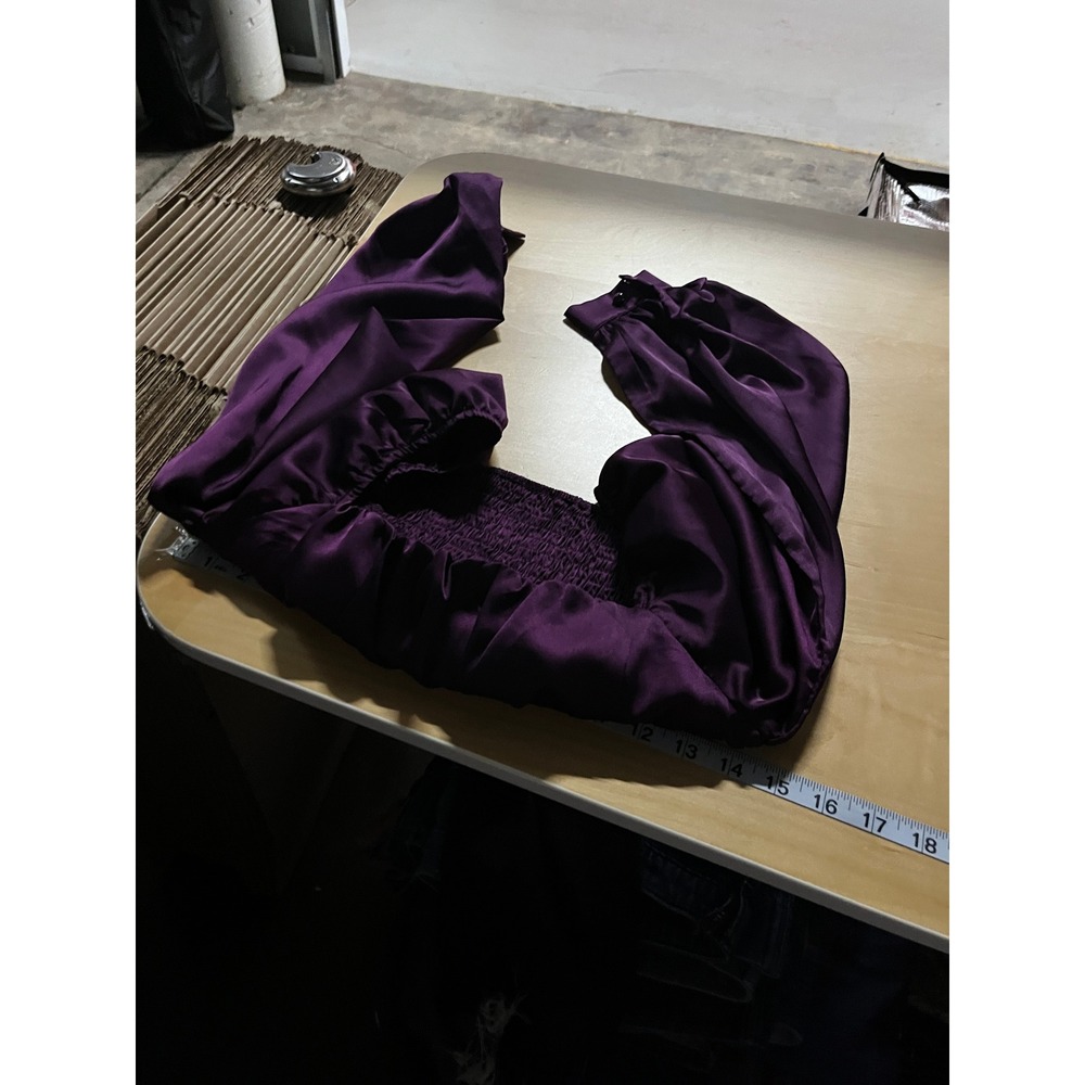 Womens Babydoll Crop Top XS Purple Balloon Sleeve Whimsigoth Dark Fairy Grunge - Picture 5 of 8